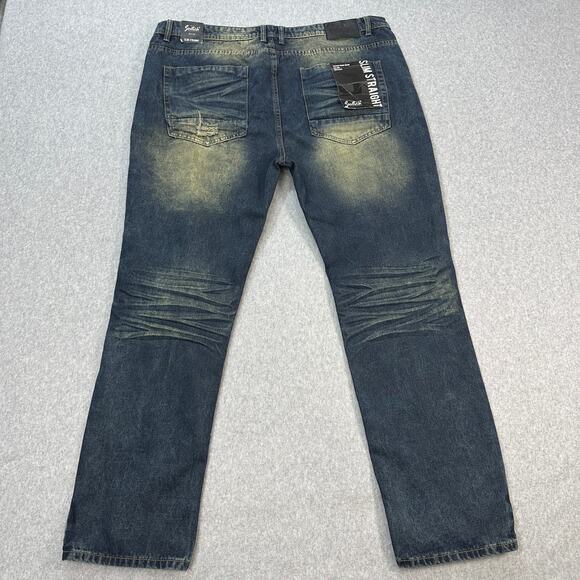 Switch Remarkable Slim Straight Jeans Mens 42/32 Denim Distressed Stonewashed - Picture 4 of 8